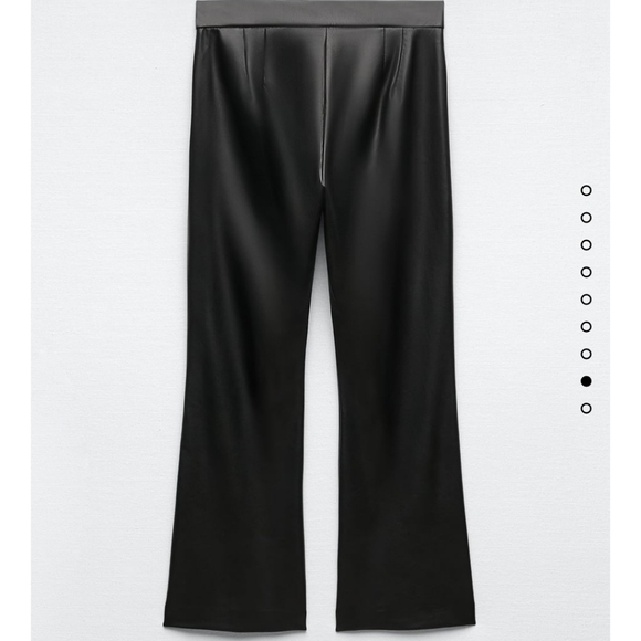 ZARA * FLARED FAUX LEATHER  PANTS BLACK Cropped Size M L XL - Picture 11 of 13